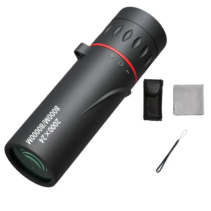 Telescópio Monocular HD com Suporte, 2000x24, Mini, Portátil, Celular, Ao Ar Livre, Camping, Caça, Observação de pássaros