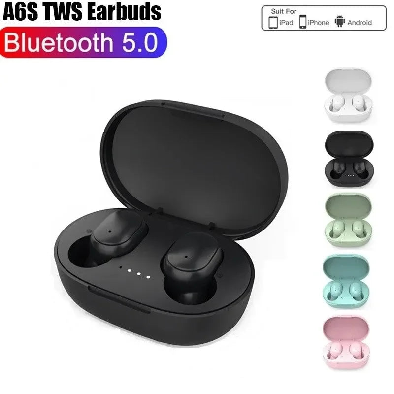 A6S TWS Sem Fio Bluetooth 5.1 Fones De Ouvido com Microfone, Touch Control Headphones, Impermeável Esporte Headset para Xiaomi