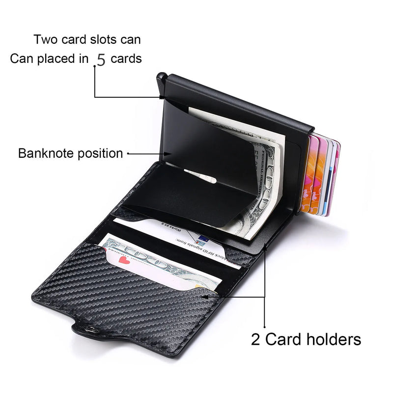 carteira anti-furto para melhor segurança dos seus cartões de crédito e dinheiro
Men's Rfid Anti-theft Safe Smart Thin Slim Smart Wallet Credit Card Holder Women Luxury Brand Design Business Cardholder Purse