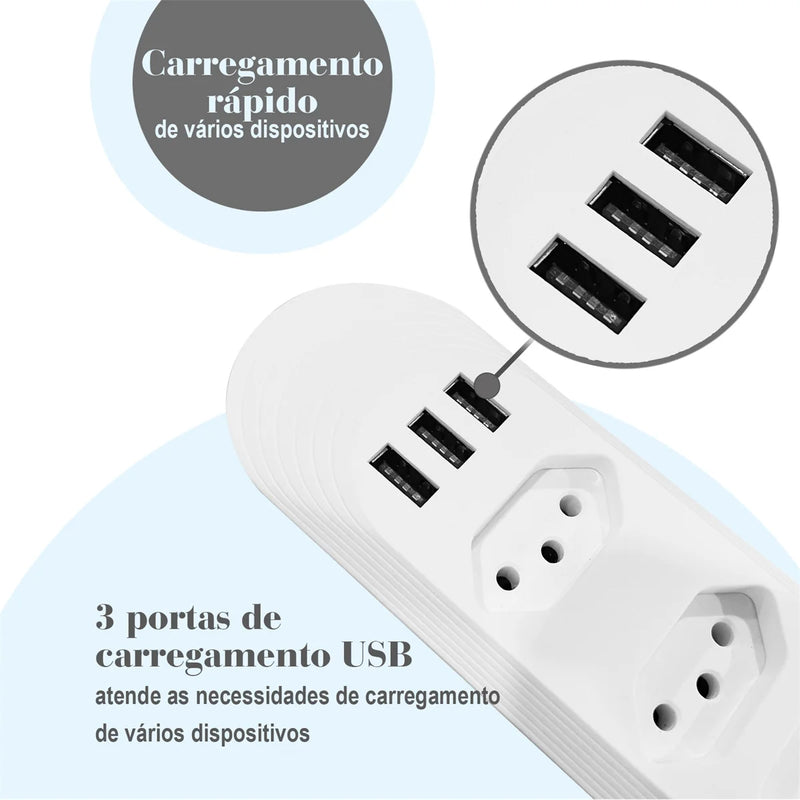 Tomada usb,2m,tomada,filtro de linha,plug,extensão tomada,extensao de tomada elétrica,torre de tomadas retrátil padrão brasil