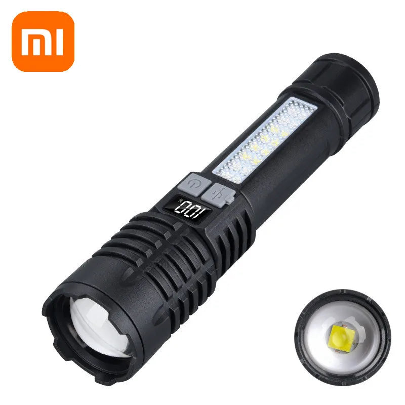 Xiaomi-Lanterna LED recarregável de alta potência com luz lateral, tocha portátil, iluminação de emergência, camping, caminhadas, muito forte