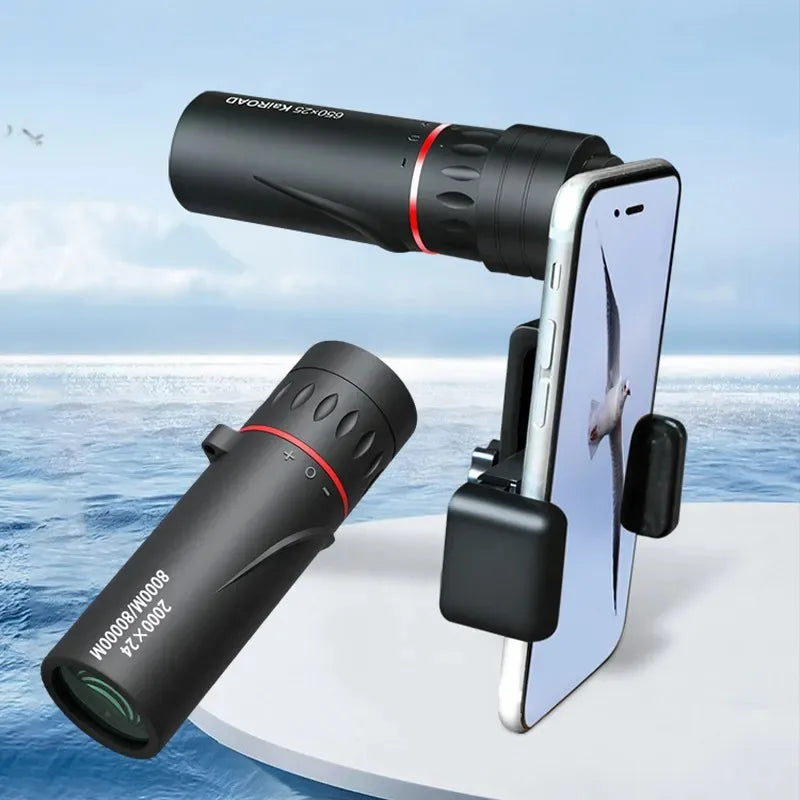 Telescópio Monocular HD com Suporte, 2000x24, Mini, Portátil, Celular, Ao Ar Livre, Camping, Caça, Observação de pássaros